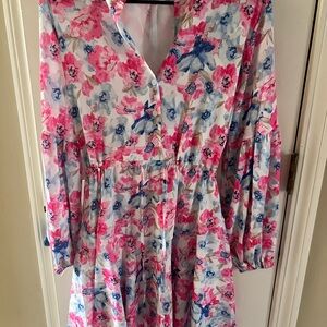 Floral Pink and Blue Dress